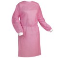 Plasdent Poly supreme REUSABLE Isolation Gowns, Ties at Neck and Waist - One Size Fits Most , Pink 1 / Bag 